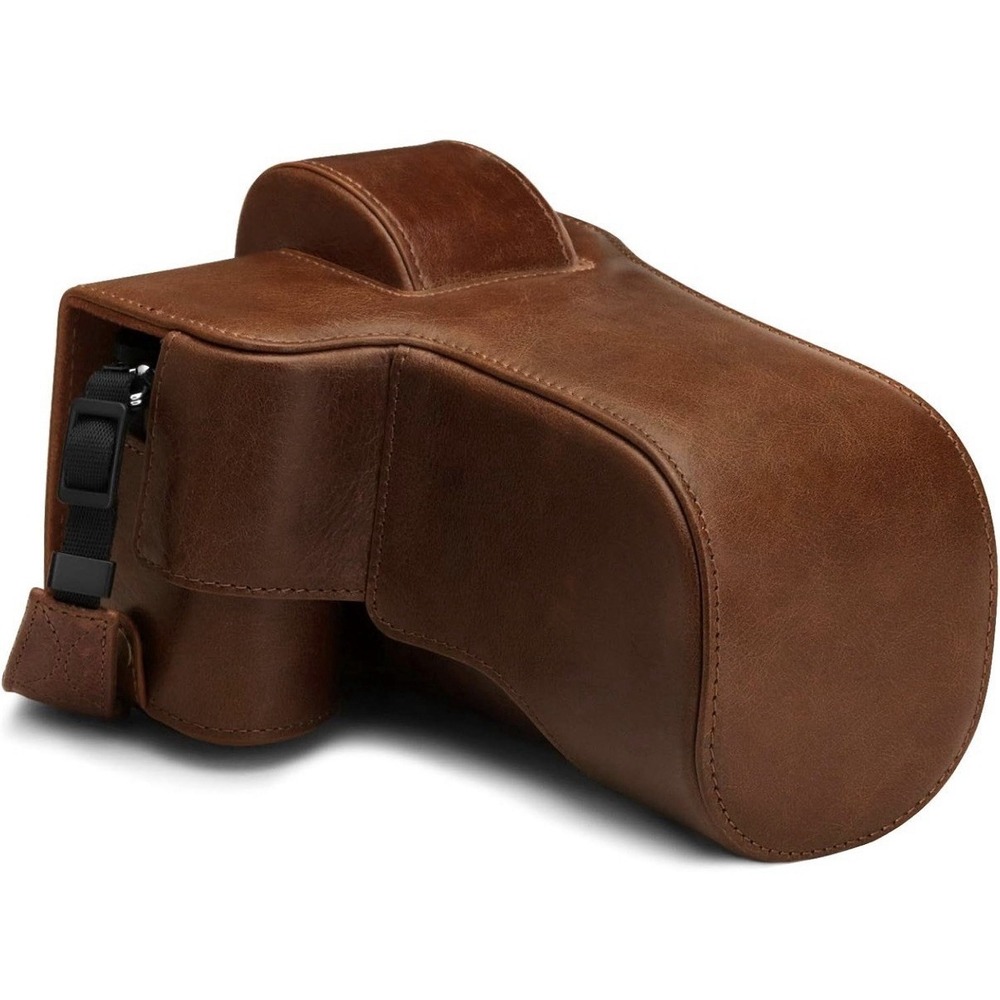 MegaGear Genuine Leather Camera Case Compatible With Nikon Z50 (50-250MM) Brown